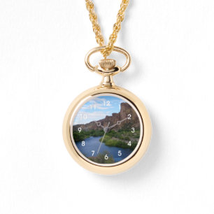 Landschaftlicher See Saguaro Armbanduhr