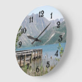 Landschaftlicher See und Berge Landschaft Große Wanduhr (Winkel)
