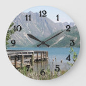 Landschaftlicher See und Berge Landschaft Große Wanduhr (Vorderseite)