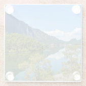 Landschaftlicher See und blauer Himmel Glasuntersetzer (Rückseite)