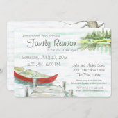 Landschaftlicher See und Kanufamilie Wiedersehen Einladung (Vorne/Hinten)