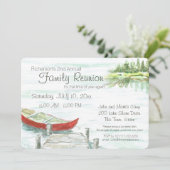 Landschaftlicher See und Kanufamilie Wiedersehen Einladung (Stehend Vorderseite)