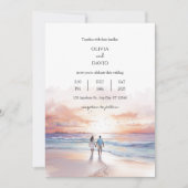 Landschaftlicher Sonnenuntergang über dem Strand v Einladung (Vorderseite)