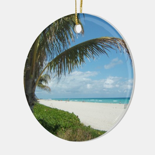 Landschaftlicher Strand, Zweigstelle Side Palm Keramik Ornament (Links)