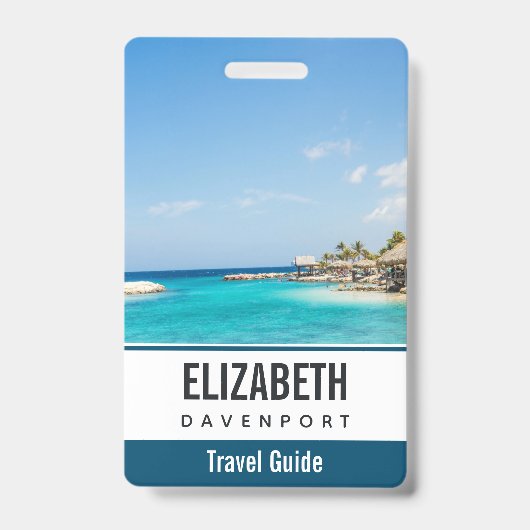 Landschaftlicher tropischer Strand mit Foto aus St Ausweis (Vorderseite)