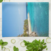 Landschaftlicher tropischer Strand mit Foto aus St Geschirrtuch (Gefaltet)