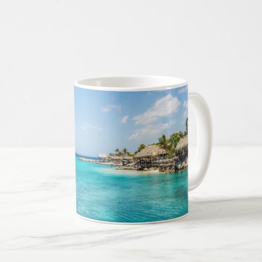 Landschaftlicher tropischer Strand mit Foto aus St Kaffeetasse (VorderseiteRechts)