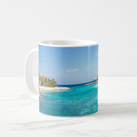 Landschaftlicher tropischer Strand mit Foto aus St Kaffeetasse (Vorderseite Links)