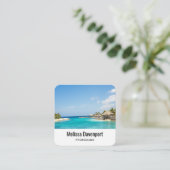 Landschaftlicher tropischer Strand mit Foto aus St Quadratische Visitenkarte (Stehend Vorderseite)