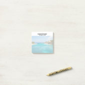 Landschaftlicher tropischer Strand mit strohgedeck Post-it Klebezettel (Auf Schreibtisch)