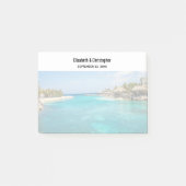 Landschaftlicher tropischer Strand mit strohgedeck Post-it Klebezettel (Vorderseite)