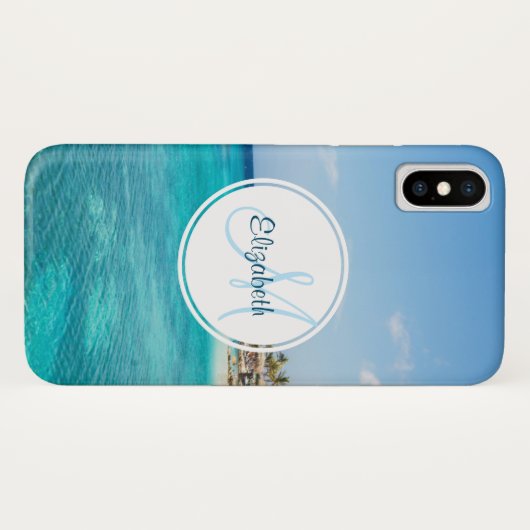 Landschaftlicher tropischer Strand mit Strohhütten Case-Mate iPhone Hülle (Rückseite (Horizontal))