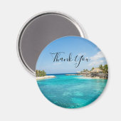 Landschaftlicher tropischer Strand mit Strohhütten Magnet (Vorderseite/Rückseite)