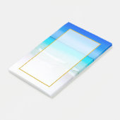 Landschaftlicher tropischer Strand mit türkisfarbe Post-it Klebezettel (angewinkelt)