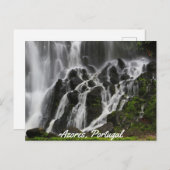 Landschaftlicher Wasserfall Azoren Postkarte (Vorne/Hinten)