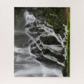 Landschaftlicher Wasserfall Azoren Puzzle (Vertikal)