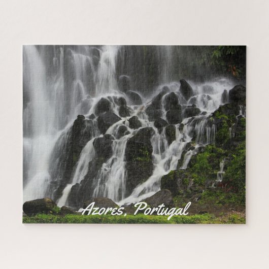 Landschaftlicher Wasserfall Azoren Puzzle (Horizontal)
