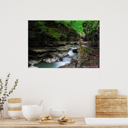 Landschaftlicher Wasserfall Poster (Küche)