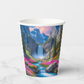 Landschaftlicher Wasserfall und Bergwelt Landschaf Pappbecher (Vorderseite)