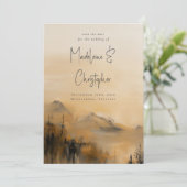 Landschaftlicher Wasserfarbenfall Hochzeit im Frei Save The Date (Stehend Vorderseite)