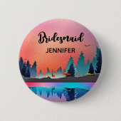 Landschaftlicher Wintersee mit Deer Bridesmaid Button (Vorderseite)