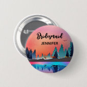 Landschaftlicher Wintersee mit Deer Bridesmaid Button (Vorne & Hinten)