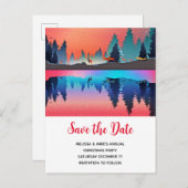 Landschaftlicher Wintersee mit Dei Xmas Save the D Einladungspostkarte (Vorne/Hinten)
