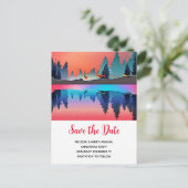 Landschaftlicher Wintersee mit Dei Xmas Save the D Einladungspostkarte (Stehend Vorderseite)