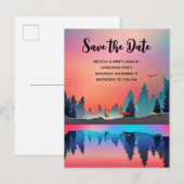 Landschaftlicher Wintersee mit Dei Xmas Save the D Einladungspostkarte (Vorne/Hinten)