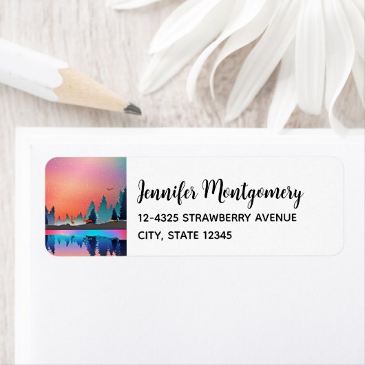 Landschaftlicher Wintersee mit Hirsch (Insitu)