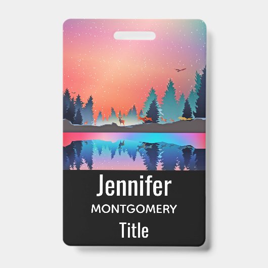 Landschaftlicher Wintersee mit Hirsch Ausweis (Vorderseite)