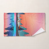 Landschaftlicher Wintersee mit Hirsch Badhandtuch Set (Handtuch)