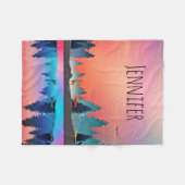 Landschaftlicher Wintersee mit Hirsch Fleecedecke (Vorderseite (Horizontal))