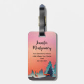 Landschaftlicher Wintersee mit Hirsch Gepäckanhänger (Rückseite vertikal)