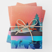 Landschaftlicher Wintersee mit Hirsch Geschenkpapier Set (Beispiel)