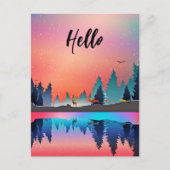 Landschaftlicher Wintersee mit Hirsch Hallo Postkarte (Vorderseite)
