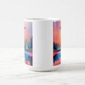 Landschaftlicher Wintersee mit Hirsch Kaffeetasse (Mittel)