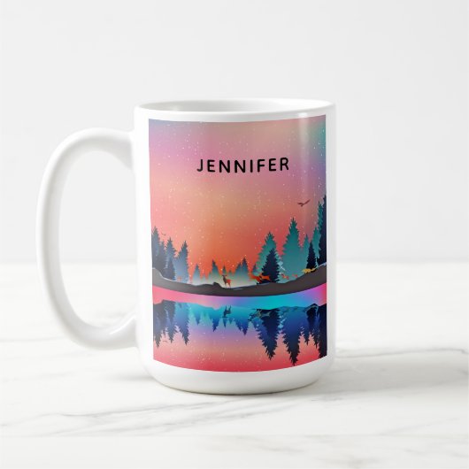 Landschaftlicher Wintersee mit Hirsch Kaffeetasse (Links)