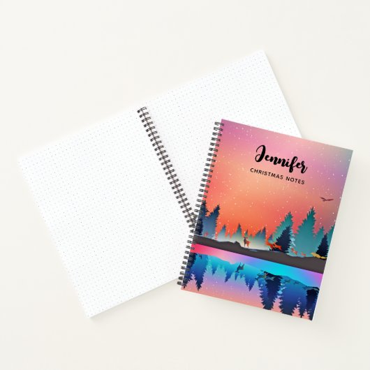 Landschaftlicher Wintersee mit Hirsch Notizblock (Innenseite)