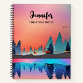 Landschaftlicher Wintersee mit Hirsch Notizblock (Vorderseite)