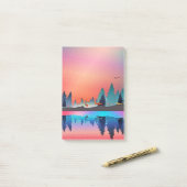 Landschaftlicher Wintersee mit Hirsch Post-it Klebezettel (Auf Schreibtisch)