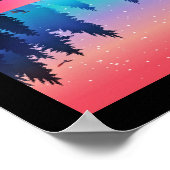 Landschaftlicher Wintersee mit Hirsch Poster (Ecke)