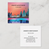 Landschaftlicher Wintersee mit Hirsch Quadratische Visitenkarte (Vorne/Hinten)