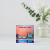 Landschaftlicher Wintersee mit Hirsch Quadratische Visitenkarte (Stehend Vorderseite)