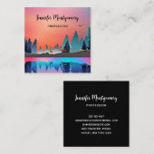 Landschaftlicher Wintersee mit Hirsch Quadratische Visitenkarte (Vorne/Hinten)