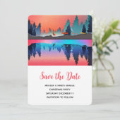 Landschaftlicher Wintersee mit Hirsch Save The Date (Stehend Vorderseite)
