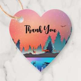 Landschaftlicher Wintersee mit Hirsch Vielen Dank Geschenkanhänger