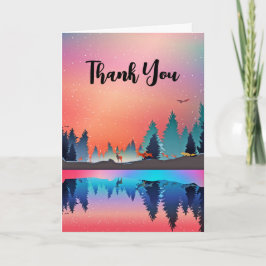 Landschaftlicher Wintersee mit Hirsch Vielen Dank Karte