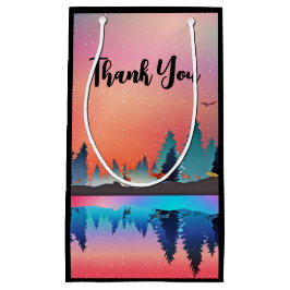 Landschaftlicher Wintersee mit Hirsch Vielen Dank Kleine Geschenktüte