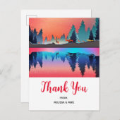 Landschaftlicher Wintersee mit Hirsch Vielen Dank Postkarte (Vorne/Hinten)